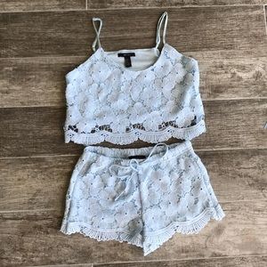 Blue crochet two piece set